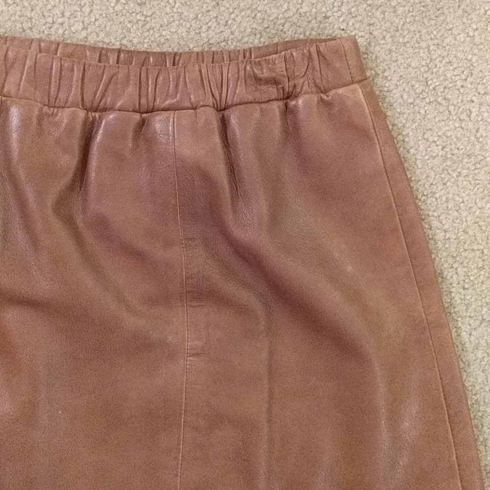 Mango Cognac Leather Skirt - Picture 3 of 4